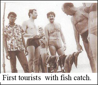 First tourist in Maldives with fish catch