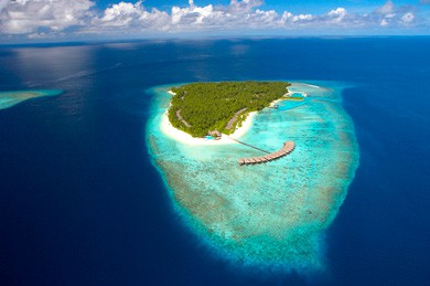 maldives resort island areal view